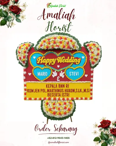 Karangan Papan Bunga Pernikahan di Selorejo